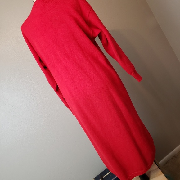 Vintage Beaded Red Sweater Dress sz M - Picture 6 of 8